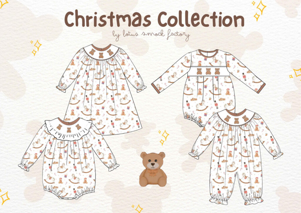 Bear 2D Design Wholesale Smocked Clothing