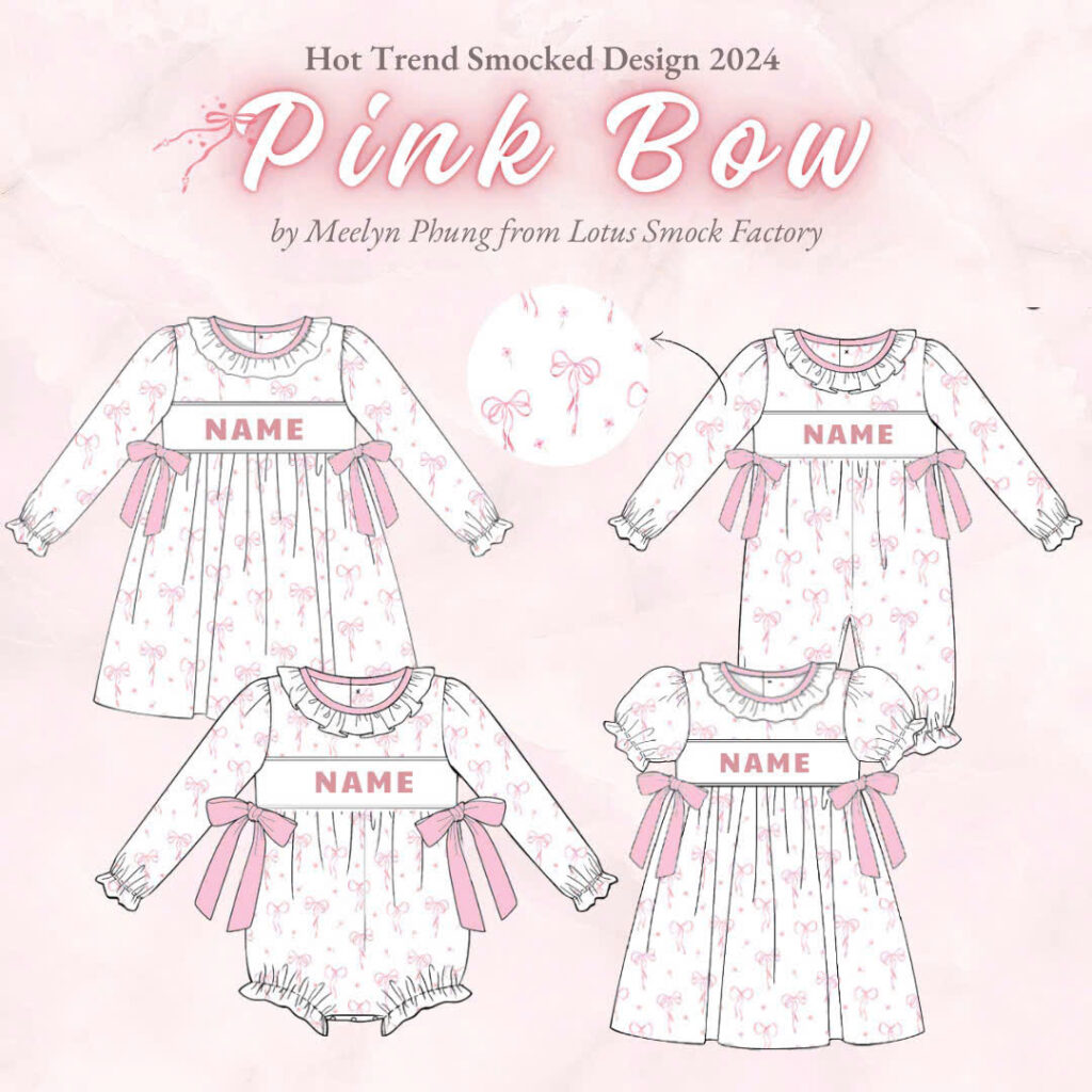 Bow 2D Design Wholesale Smocked Clothing