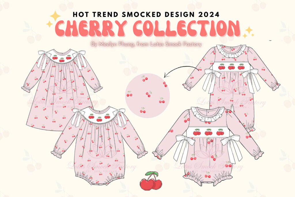 Cherry 2D Design Wholesale Smocked Clothing