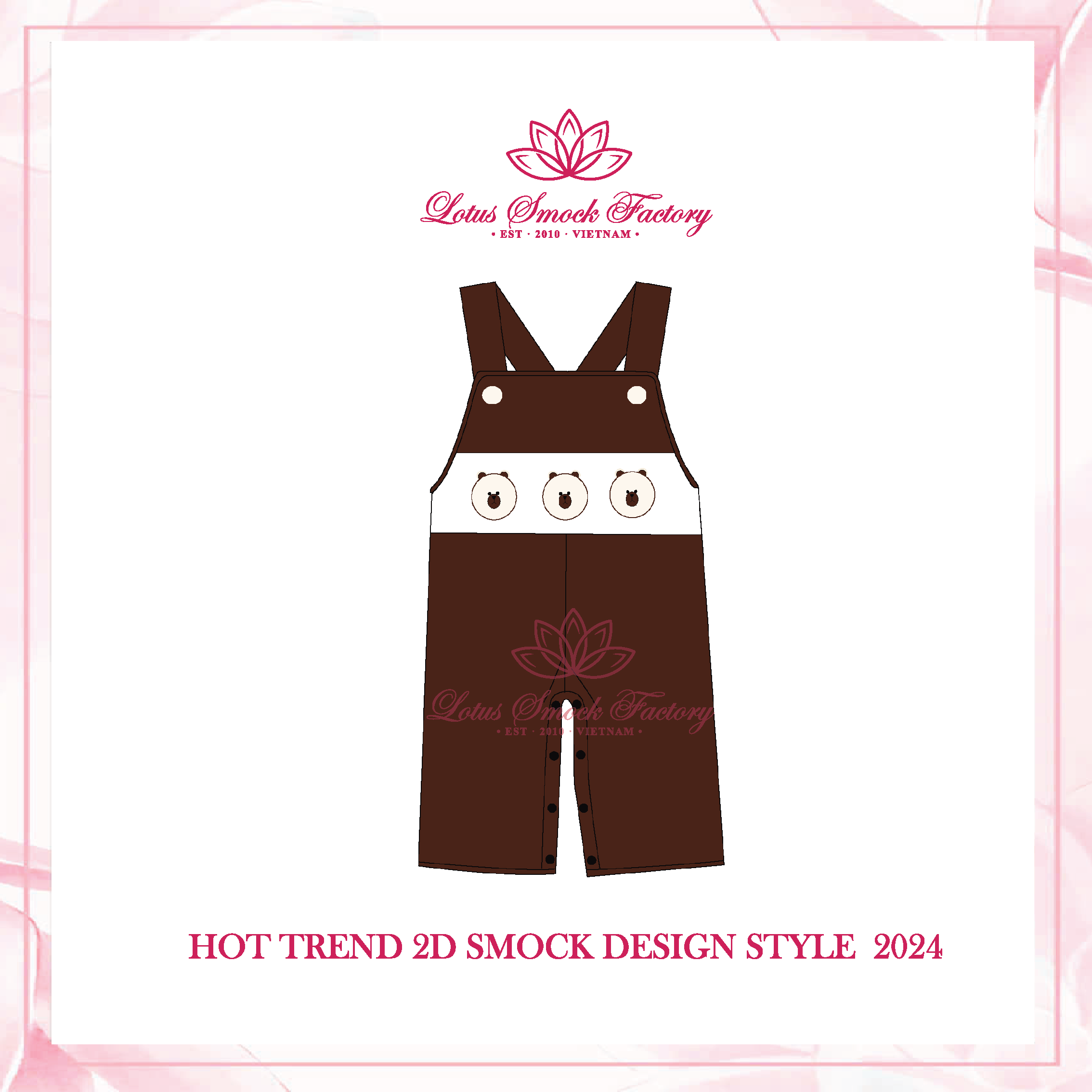 Cute Bear 2D Design Wholesale Smocked Clothing