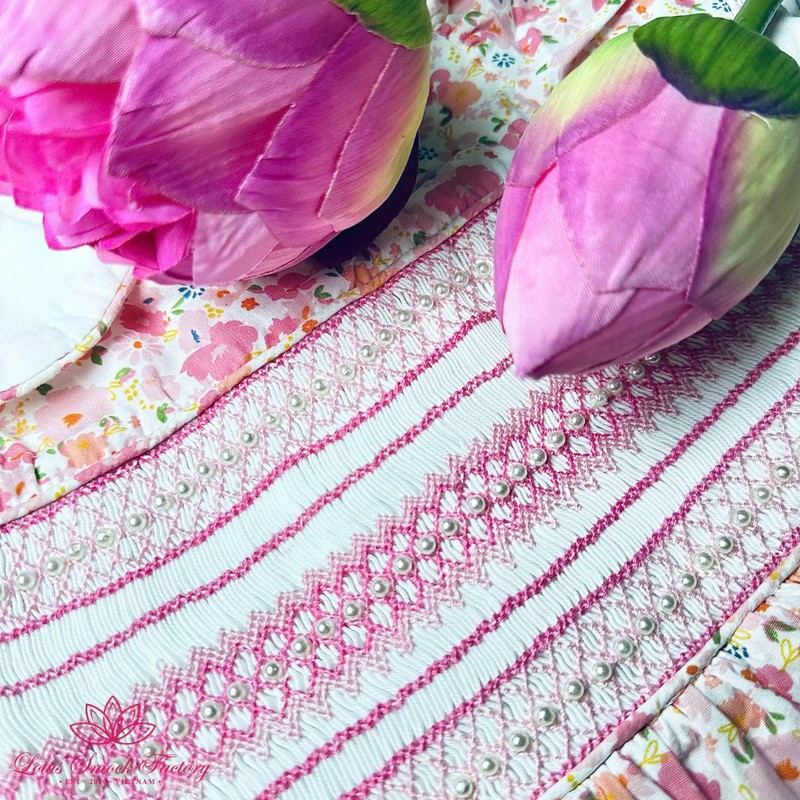 Floral Pearl Dress Wholesale Smocked Clothing