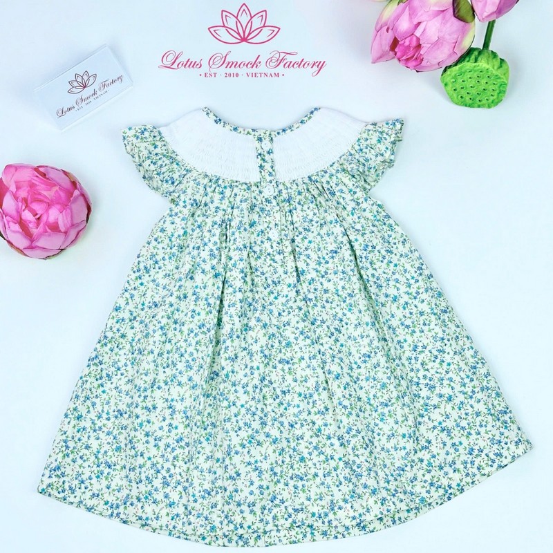 Green Flower Dress Wholesale Smocked Clothing