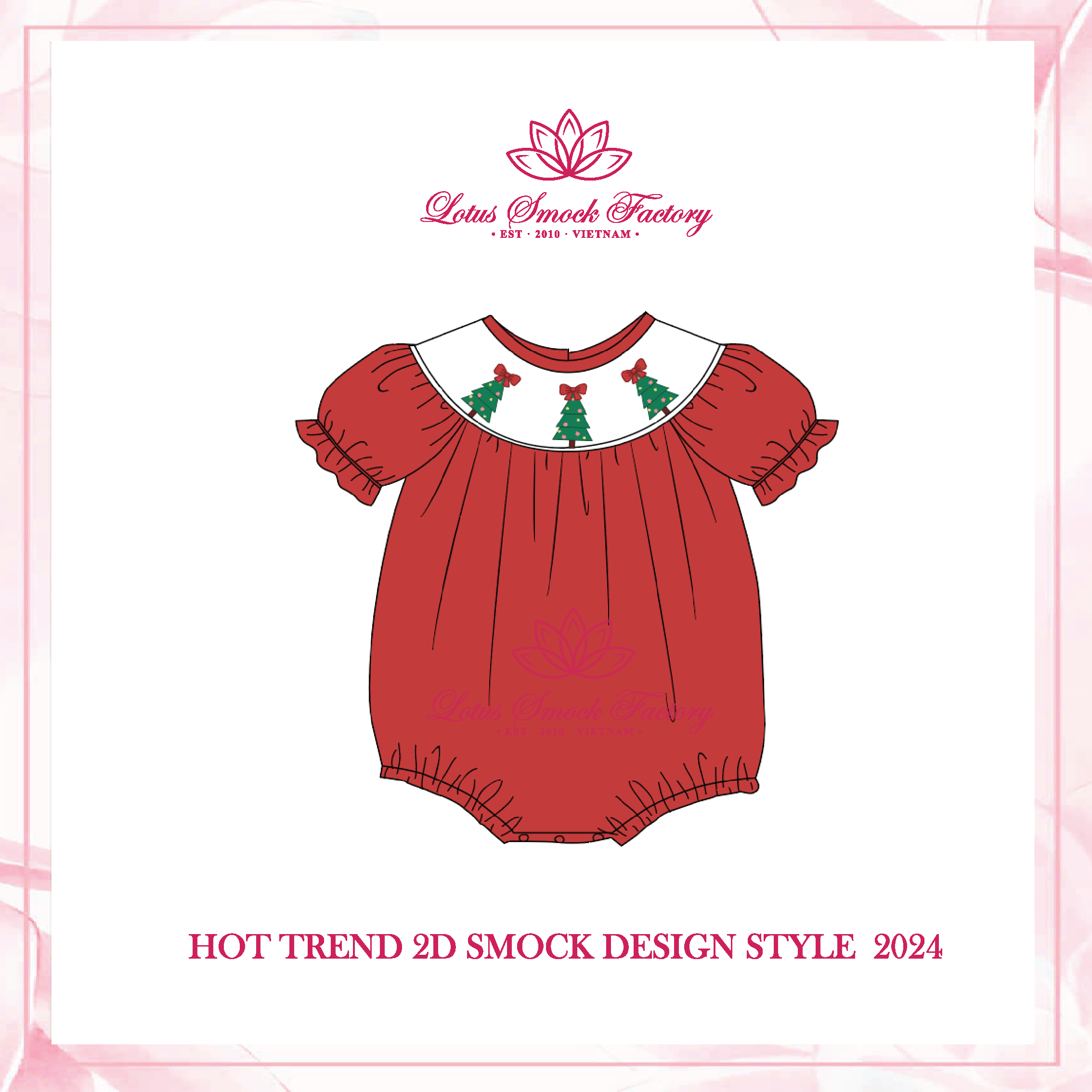 Pine Tree 2D Design Wholesale Smocked Clothing