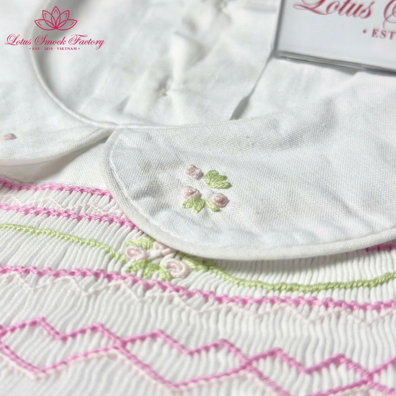 Pink Heart on White Dress Wholesale Smocked Clothing