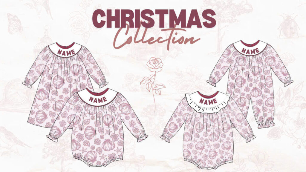 Rose with Name 2D Design Wholesale Smocked Clothing
