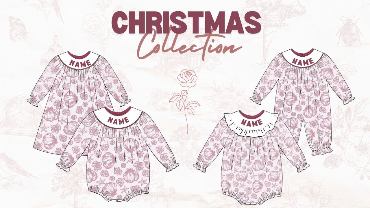 Rose with Name 2D Design Wholesale Smocked Clothing