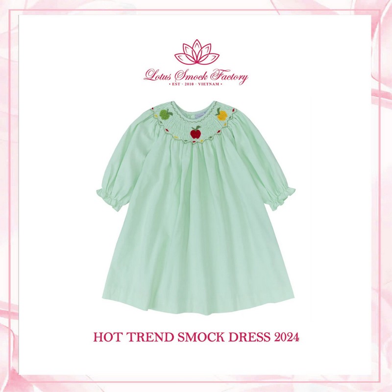 Apple Green Bishop Dress Wholesale Smocked Clothing