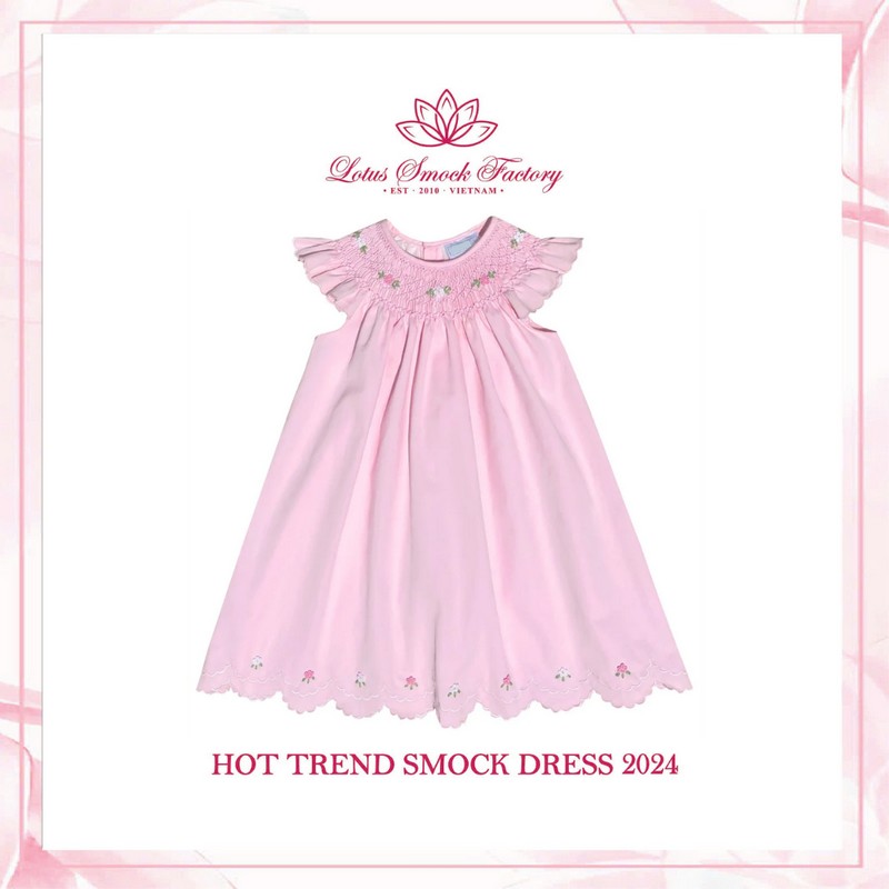 Blush Pink Bishop Dress Wholesale Smocked Clothing
