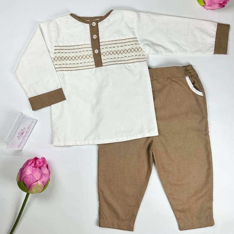 Brown Outfit Wholesale Smocked Clothing