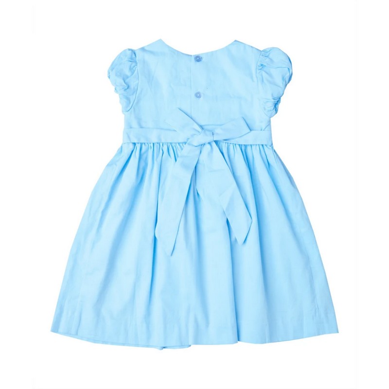 Flower on Light Blue Dress Wholesale Smocked Clothing