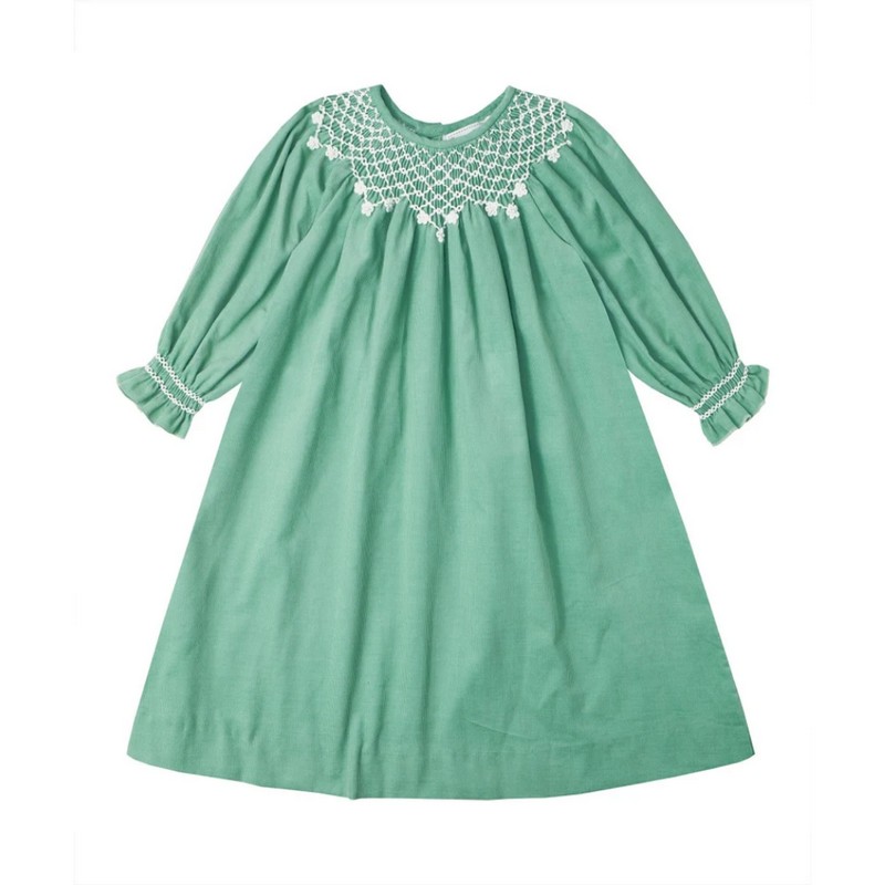 Green Bishop Dress Wholesale Smocked Clothing