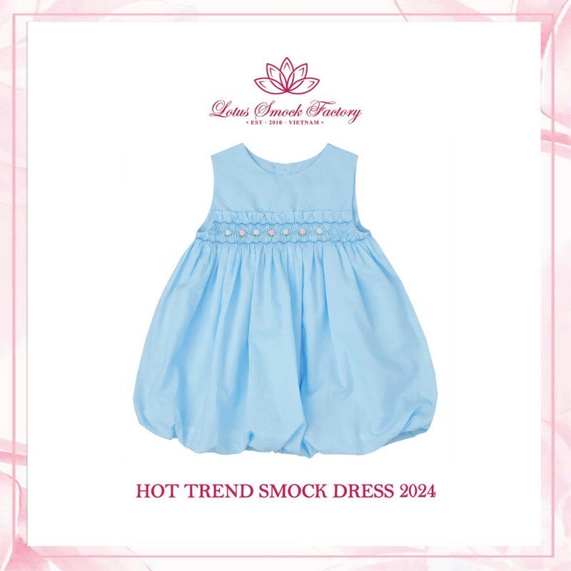 Light Blue Bubble Dress Wholesale Smocked Clothing