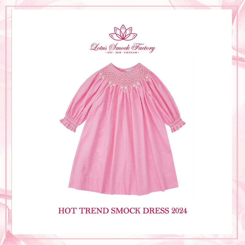 Pink Bishop Dress Wholesale Smocked Clothing