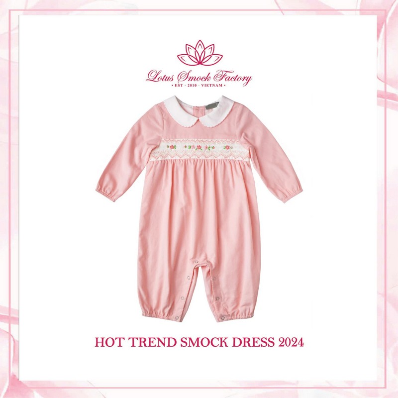 Pink Flower Romper Wholesale Smock Clothing