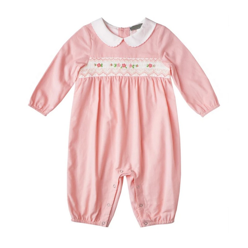 Pink Flower Romper Wholesale Smock Clothing
