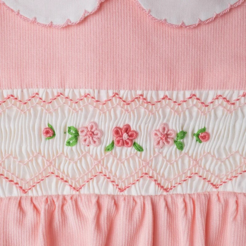 Pink Flower Romper Wholesale Smock Clothing