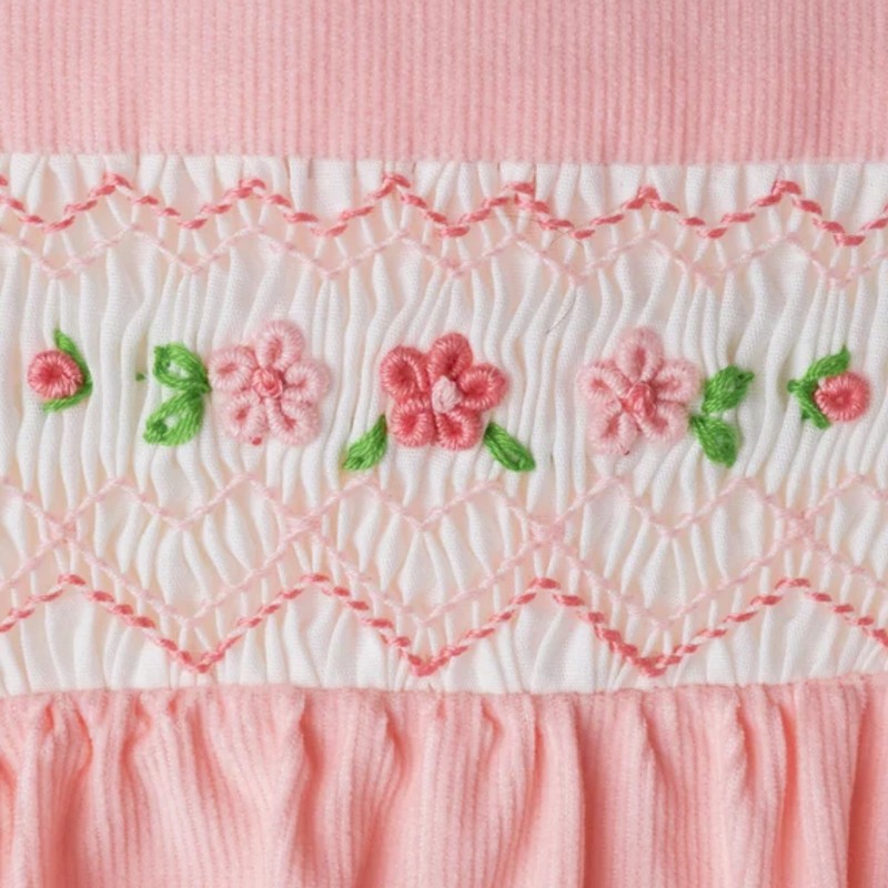 Pink Flower Romper Wholesale Smock Clothing