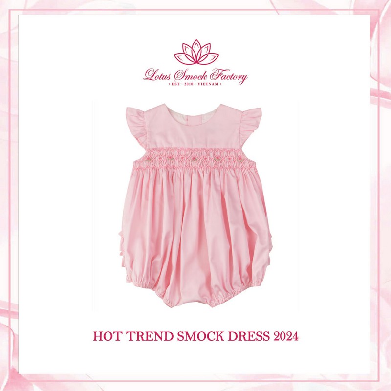 Pink Rose Bubble Wholesale Smocked Clothing