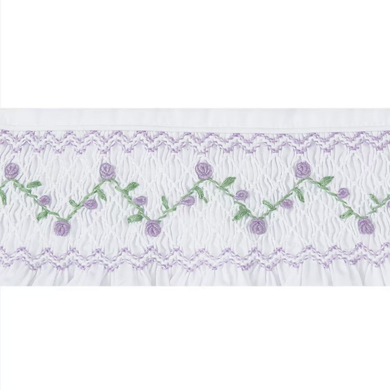 Purple Flower on White Dress Wholesale Smocked Clothing