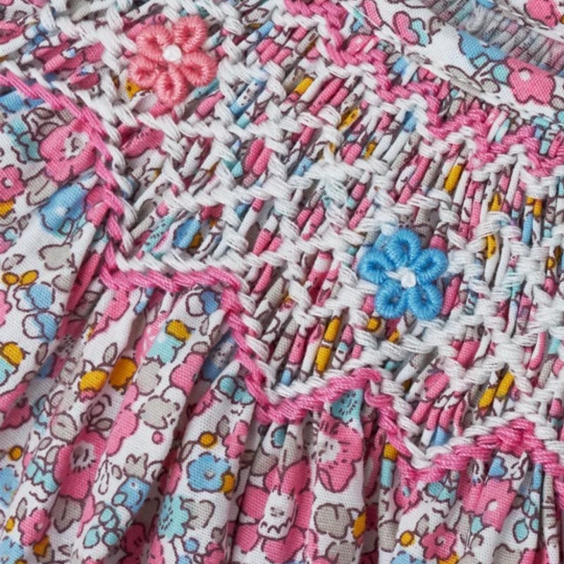 Purpleish Floral Bishop Dress Wholesale Smocked Clothing