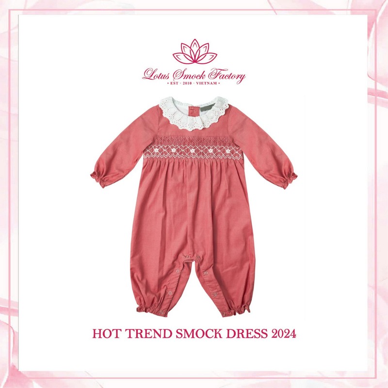 Red Orange Romper Wholesale Smocked Clothing