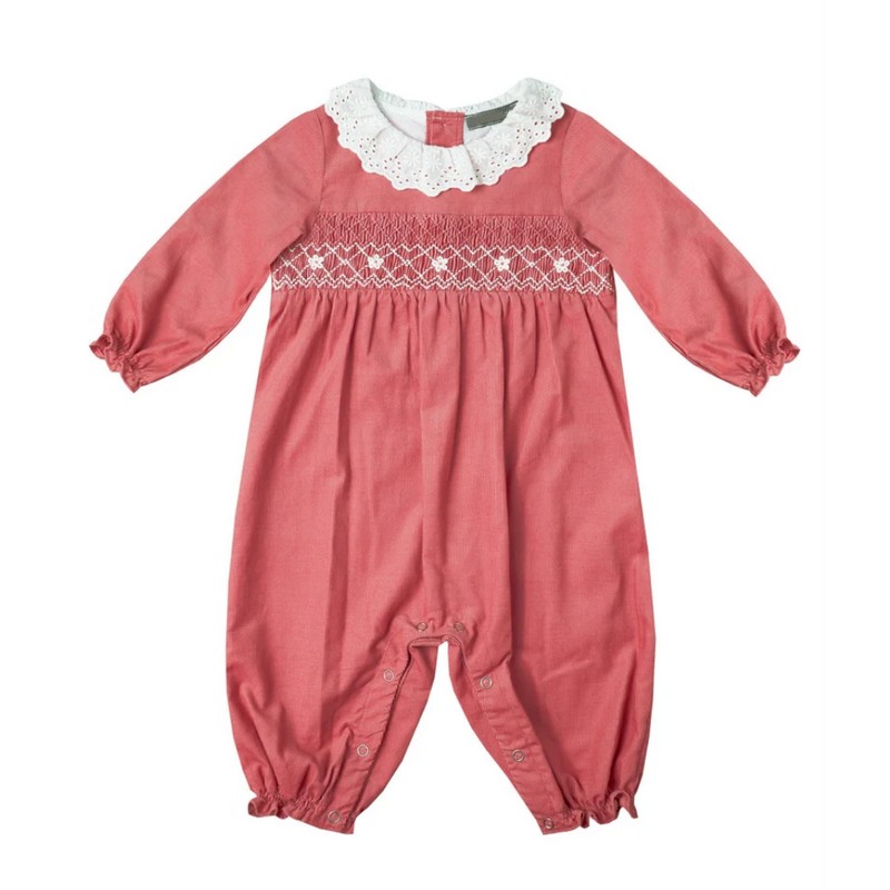 Red Orange Romper Wholesale Smocked Clothing