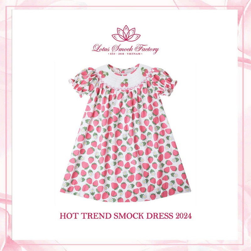 Strawberry Bishop Dress Wholesale Smocked Clothing