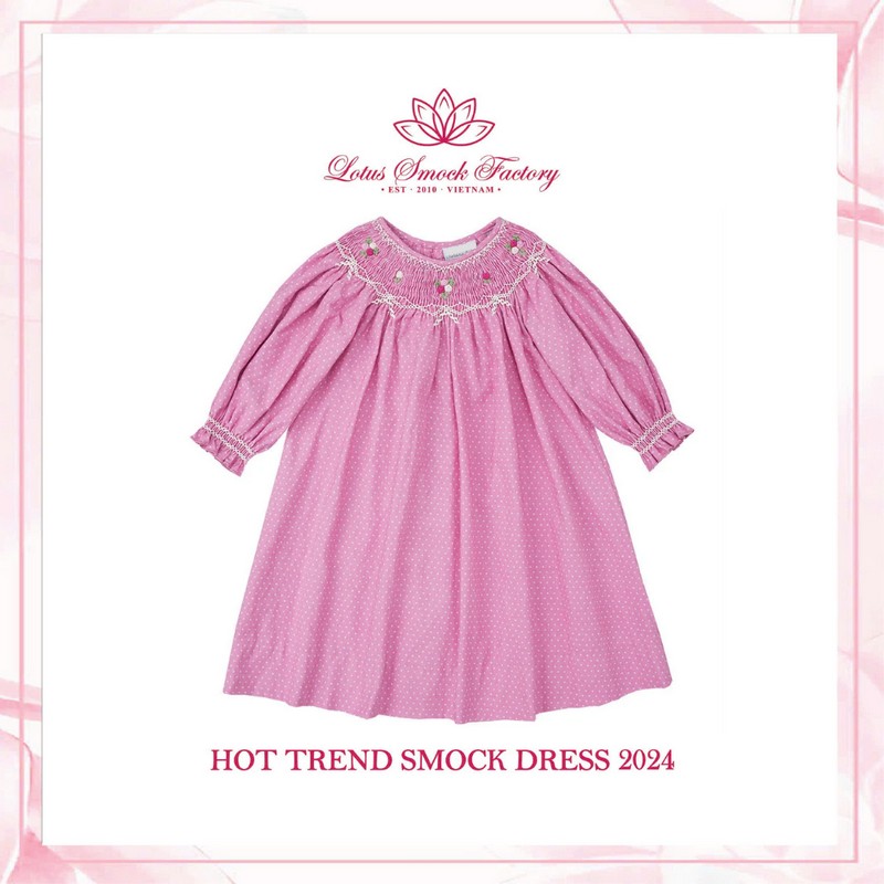 Taffy Pink Bishop Dress Wholesale Smocked Clothing