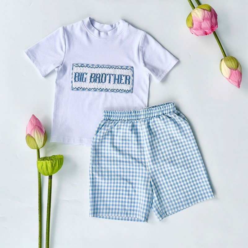 Blue Outfit Wholesale Smocked Clothing