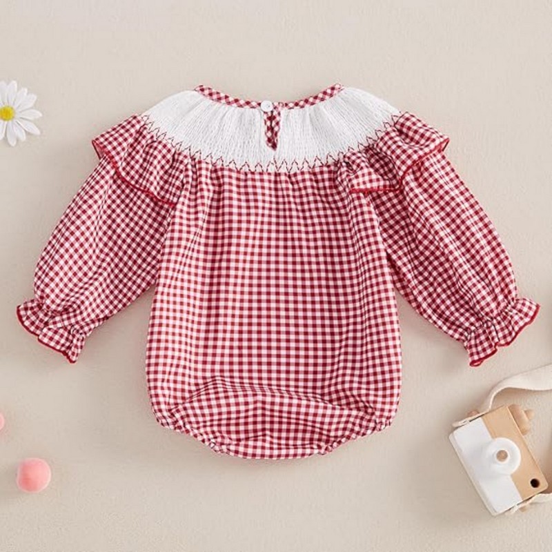 Checkered I LOVE MOM Bubble Wholesale Smocked Clothing