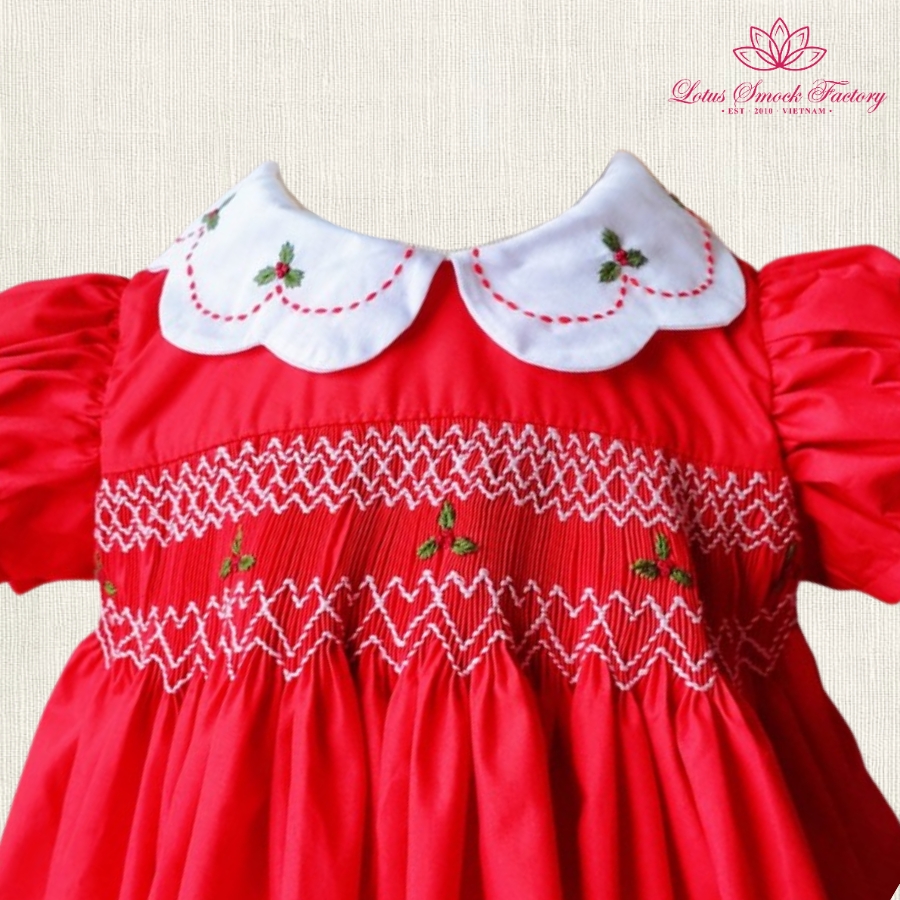 Cherry Classic Smocked Dress Wholesale Smocked Clothing