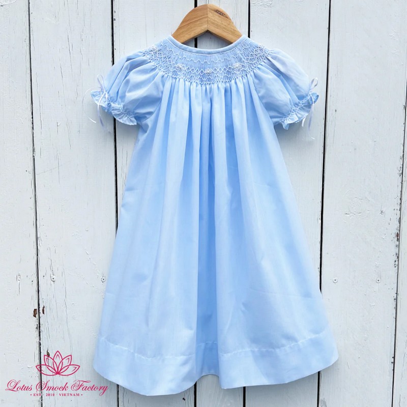 Easter Smocked Dress 2025 Blue Geometric Smocked Dress Wholesale Smocked Clothing