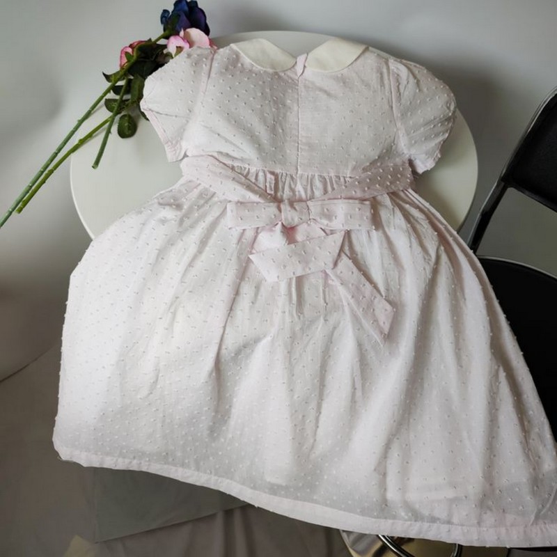 Easter Smocked Dress 2025 Chiffon Swiss Dot White Dress Wholesale Smocked Clothing