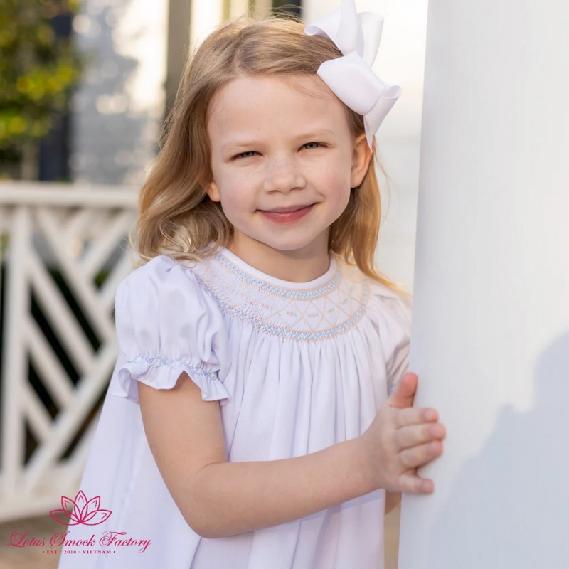 Easter Smocked Dress 2025 Geometric Smocked Dress Wholesale Smocked Clothing