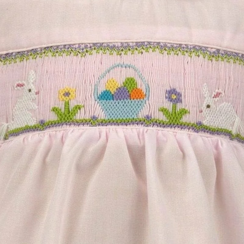 Easter Smocked Dress 2026 Pink Bunny Dress Wholesale Smocked Clothing