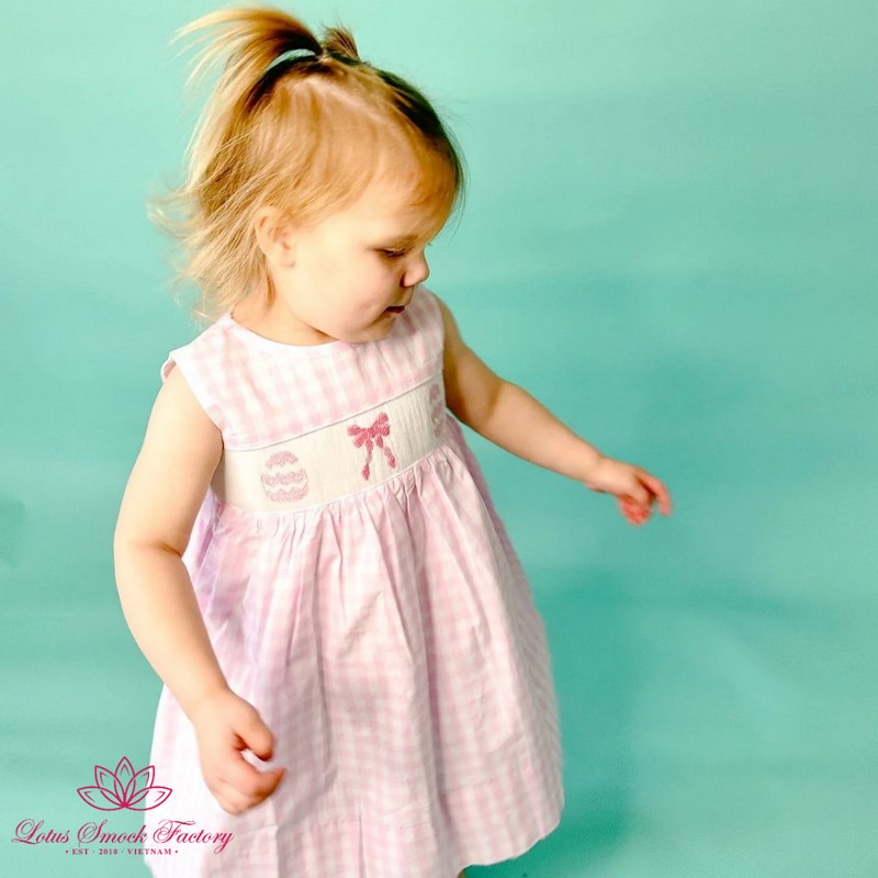 Easter Smocked Dress 2025 Pink Egg Dress Wholesale Smocked Clothing