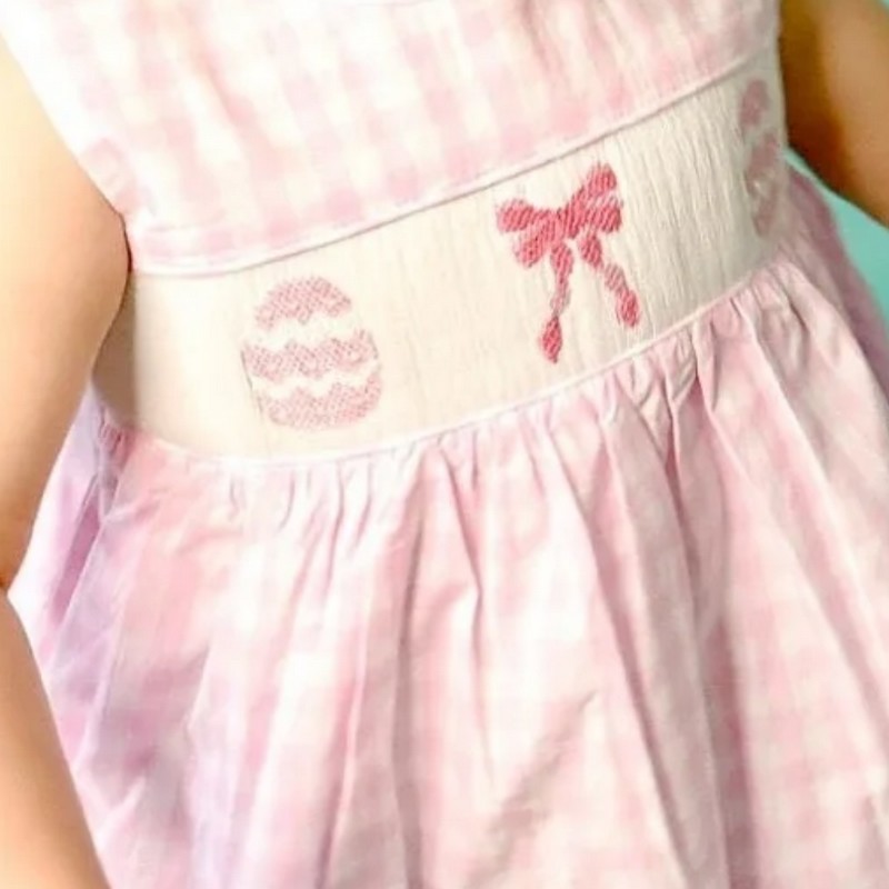 Easter Smocked Dress 2025 Pink Egg Dress Wholesale Smocked Clothing