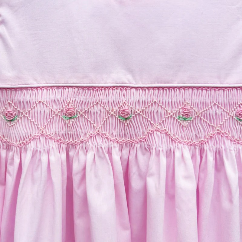 Easter Smocked Dress 2025 Pink Geometric Smocked Dress Wholesale Smocked Clothing