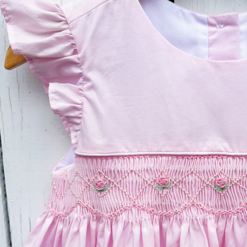 Easter Smocked Dress 2025 Pink Geometric Smocked Dress Wholesale Smocked Clothing