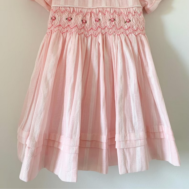 Easter Smocked Dress 2025 Pink Rose Dress Wholesale Smocked Clothing