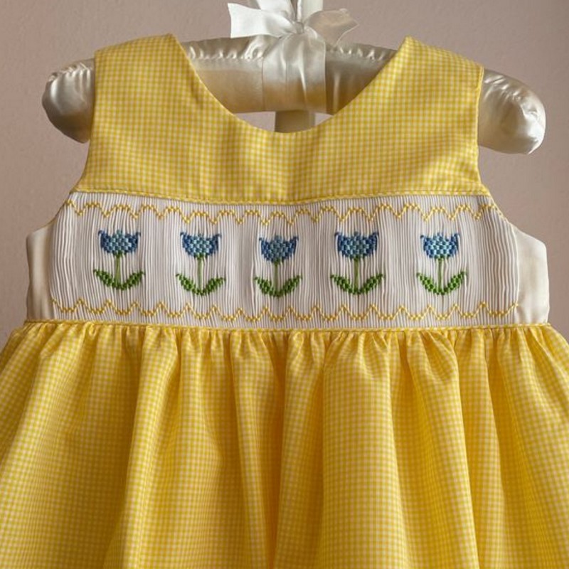 Easter Smocked Dress 2025 Yellow Tulip Dress Wholesale Smocked Clothing