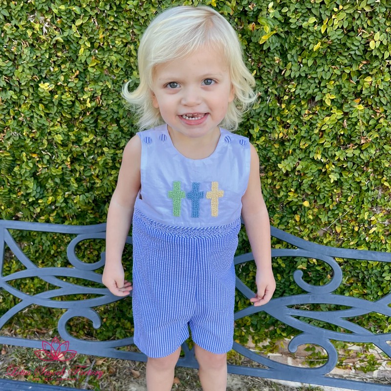 Easter Smocked Outfit 2025 Cross Shortall Wholesale Smocked Clothing