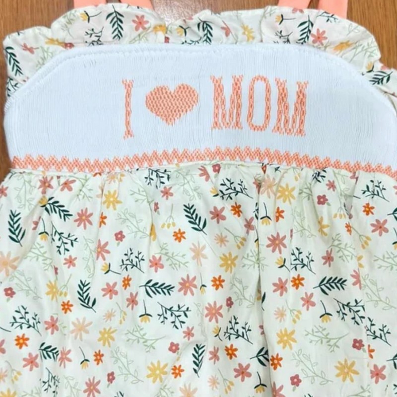 Floral I LOVE MOM Bubble 2026 Wholesale Smocked Clothing