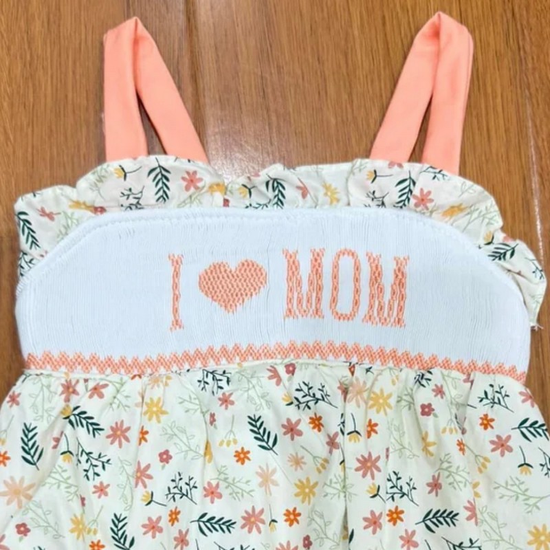 Floral I LOVE MOM Bubble 2026 Wholesale Smocked Clothing