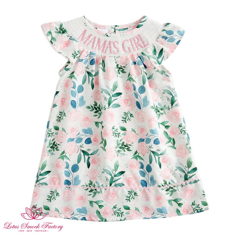 Floral MAMA GIRL Dress 2025 Wholesale Smocked Clothing