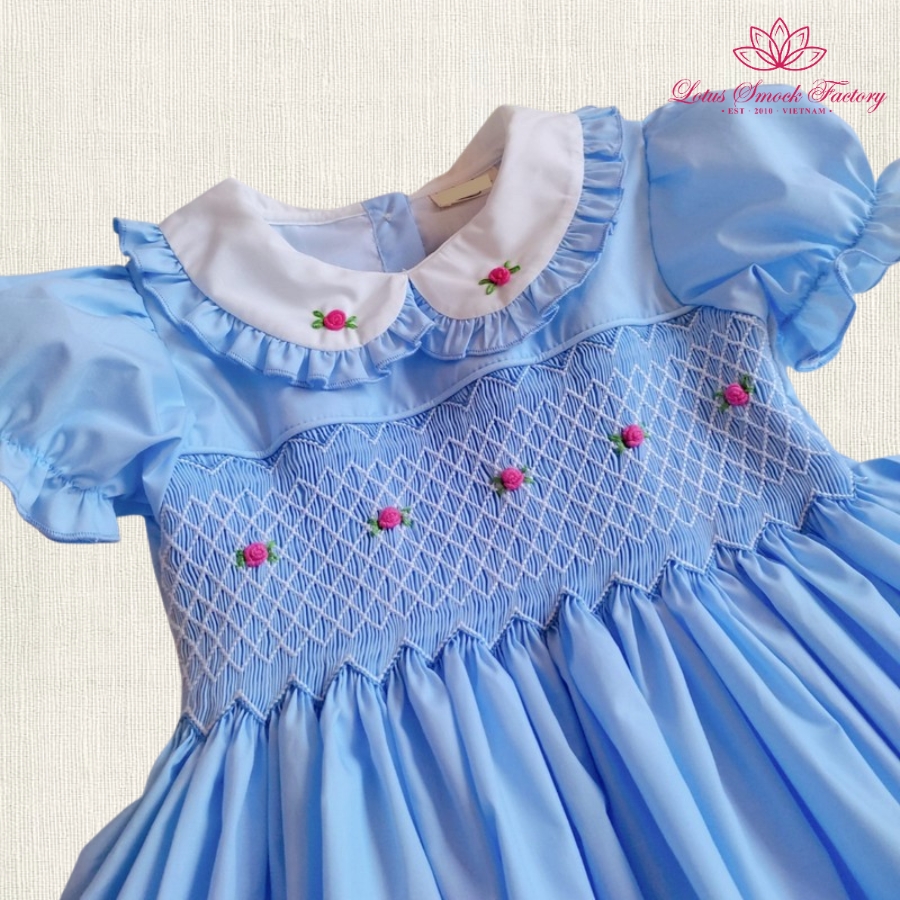 Blue Rose Smocked Dress Wholesale Smocked Clothing