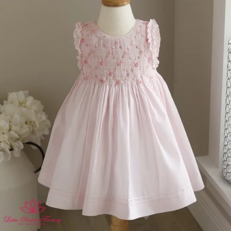 Smocked Mother Day Outfit 2025 Pink Rose Dress Wholesale Smocked Clothing