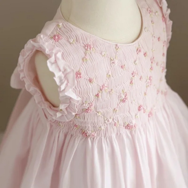 Smocked Mother Day Outfit 2026 Pink Rose Dress Wholesale Smocked Clothing