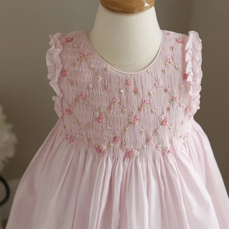 Smocked Mother Day Outfit 2026 Pink Rose Dress Wholesale Smocked Clothing