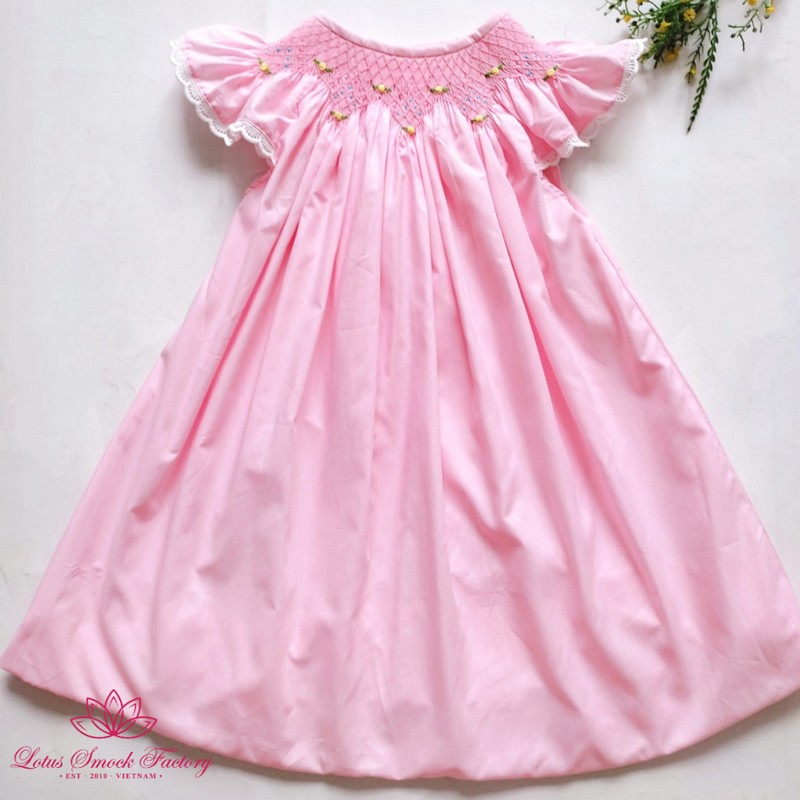 Smocked Spring Summer Dress 2025 Pink Rose Bishop Dress Wholesale Smocked Clothing